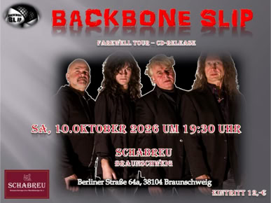 Sa 10.10.2026 - Live Konzert Backbone Slip im Schabreu