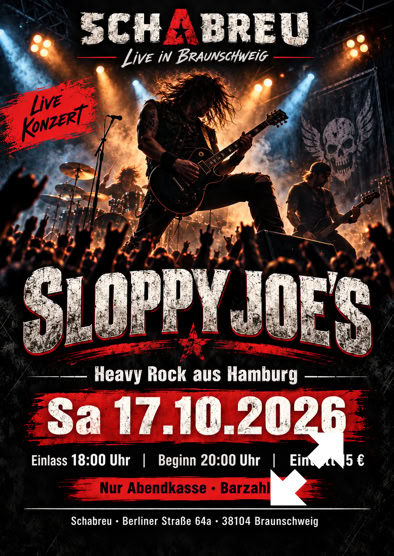 Sa 17.10.2026 - Live Konzert Sloppy Joe’s im Schabreu